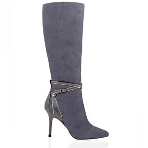 White House Black Market tall gray suede boots 7.5 high heels